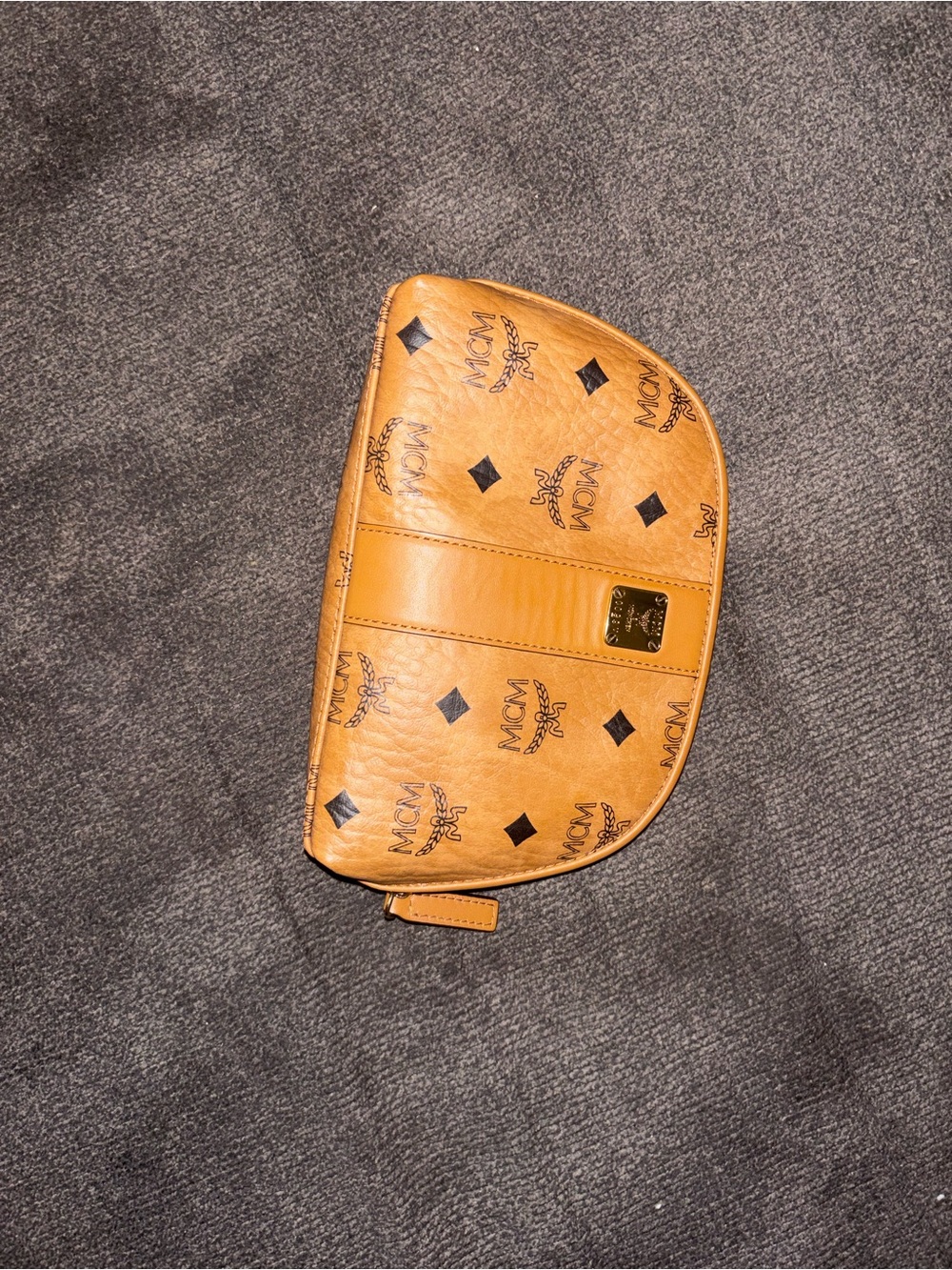 MCM Cognac Coated Canvas Crossbody Pouch